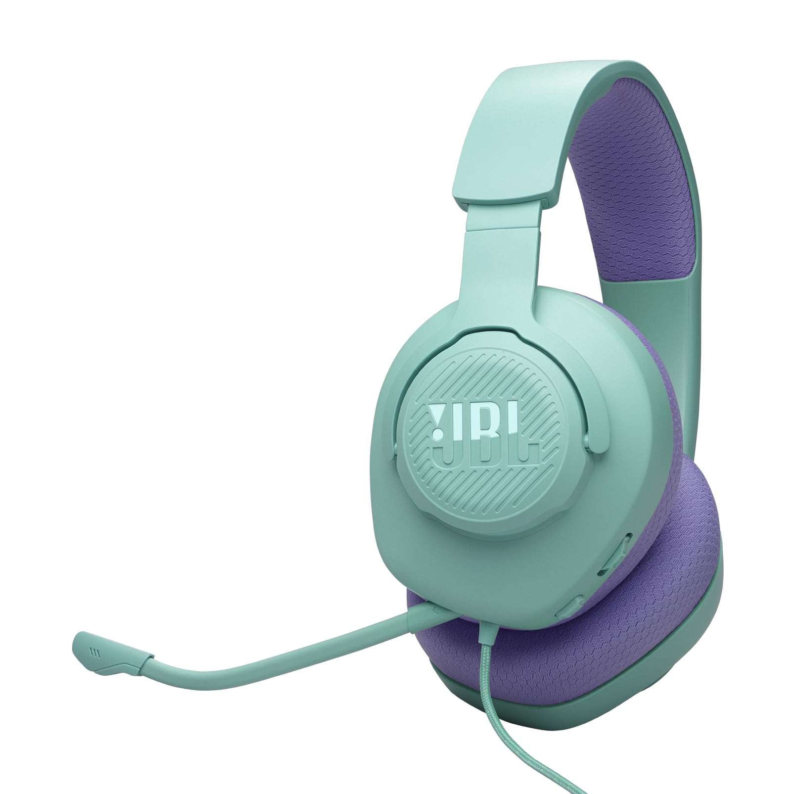 JBL Quantum 100M2 Wired Gaming Headphones, Supports Windows Sonic Spatial Audio, 40mm Realistic Dynamic Drivers, Omnidirectional Detachable Mic, Breathable Memory Foam Cushions, PC/Xbox/PS/3.5mm-Cyan 1