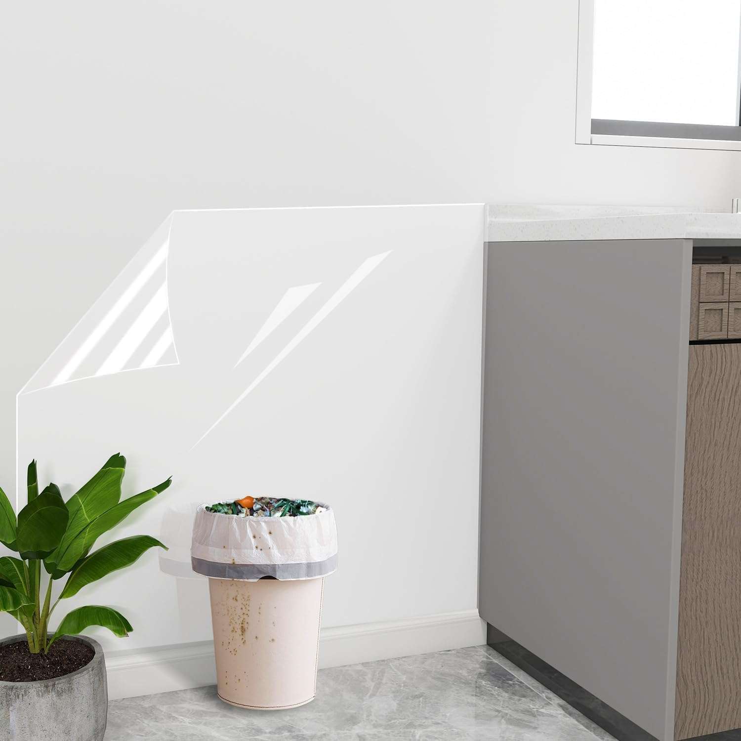 PAPIX Transparent Kitchen Wall Protection Film, Self-Adhesive Wallpaper| Cabinets Laminate Film Tile Cover- Oil Proof Furniture Film Splash Guard for Table and Furniture (12 X 48) 6