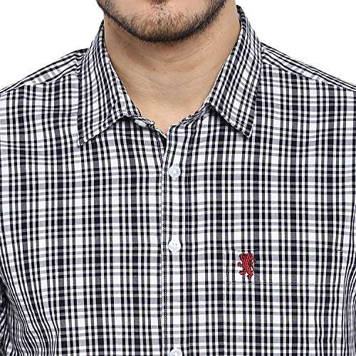 Red Tape Men's Checkered Regular Fit Shirt (RFS0124_Navy White M) 6