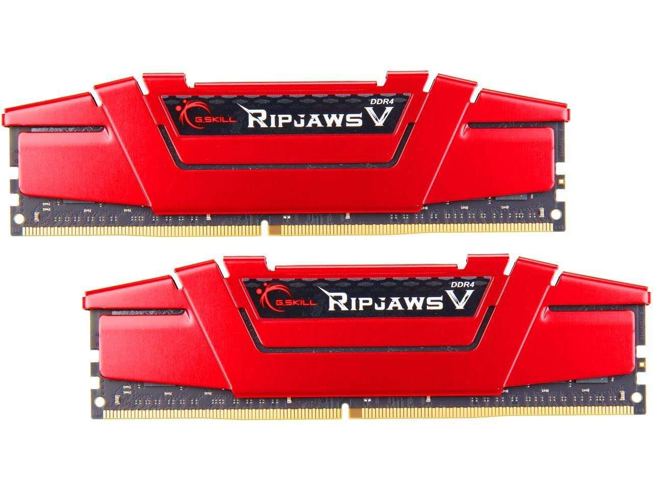 G.SKILL RipjawsV Series DDR4 RAM (XMP) 32GB (2x16GB) 3600MT/s CL19-20-20-40 1.35V Intel AMD Desktop Computer Memory U-DIMM - Red (F4-3600C19D-32GVRB) 1