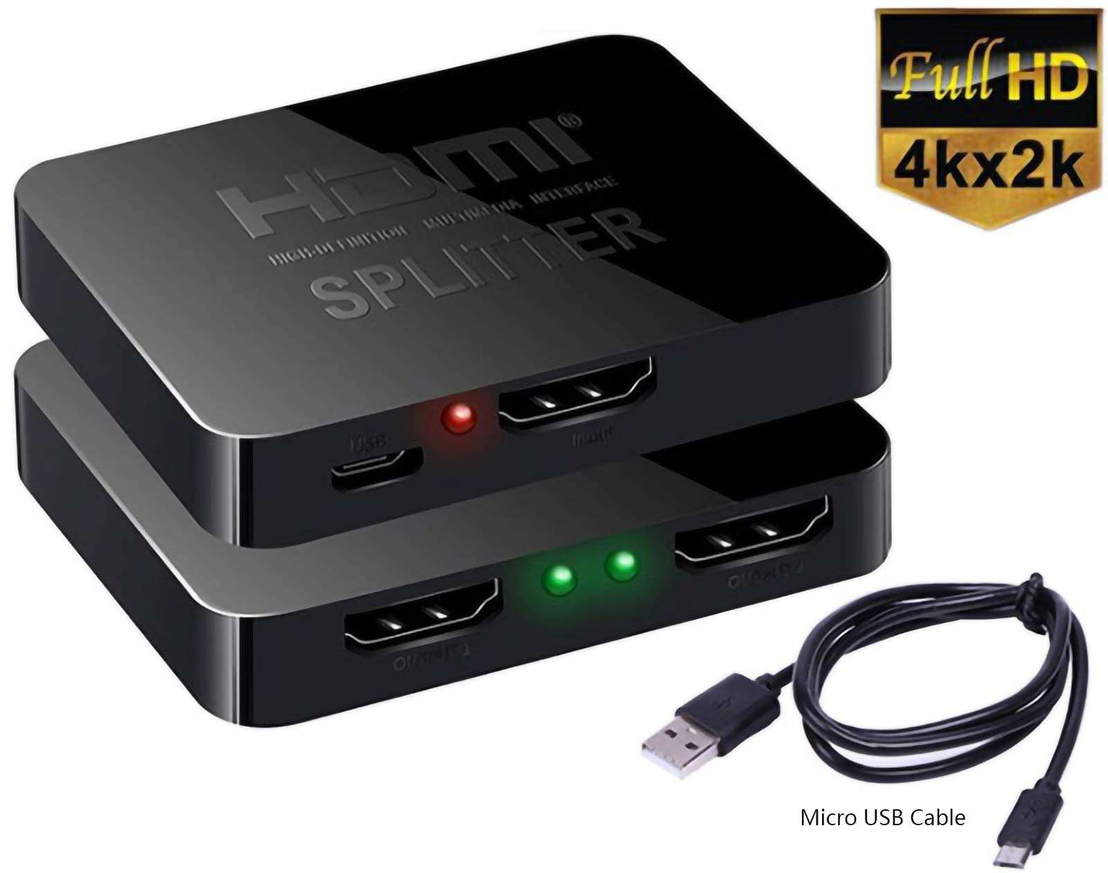 HDMI Splitter 1 in 2 Out NICEKEY 4K HDMI Splitter for Dual Monitors Supports 3D 4K@30HZ Full HD1080P for Xbox PS4 PS3 Blu-Ray Player TV HDTV 6
