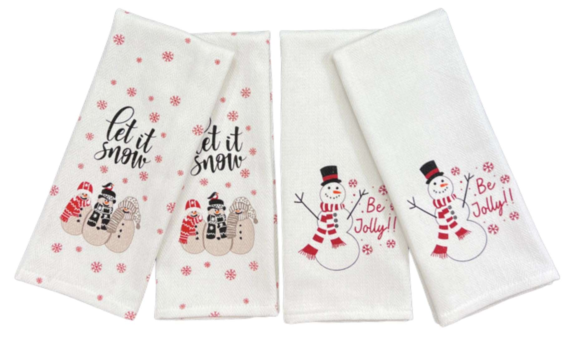 Holiday Seasonal Kitchen Towels: Two Sets of Snowman Friends 4 Pc (Snowman Party) 4