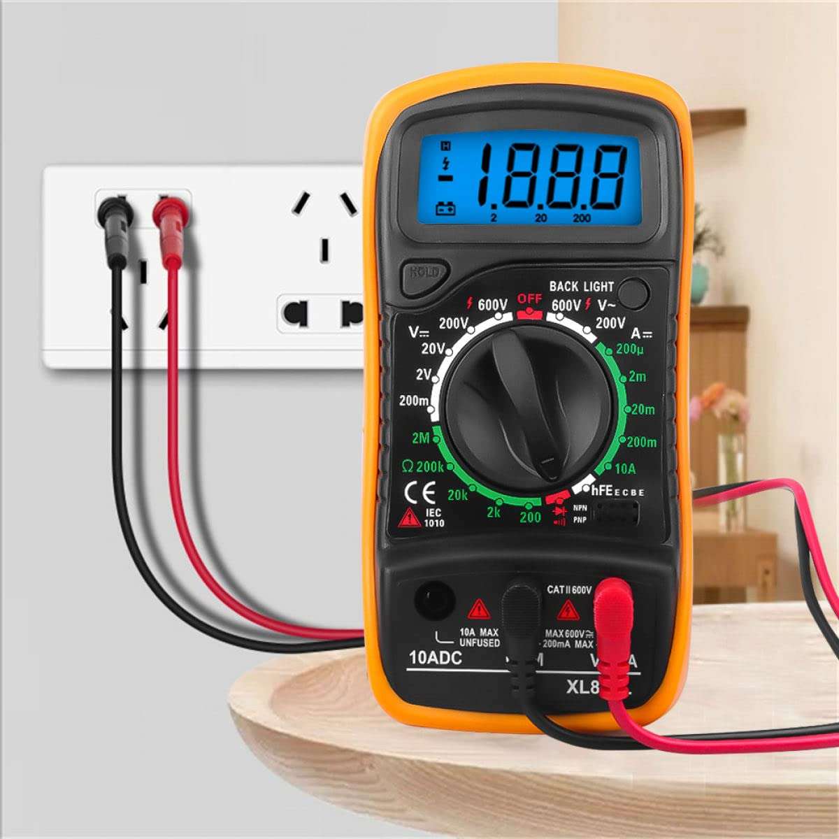 XL830L Pocket Digital Multimeter 2000 Counts Voltage Tester Home Measuring Tools Multi-Tester Test AC/DC Current, Resistance, Continuity, Frequency Backlight LCD Display with Battery 5