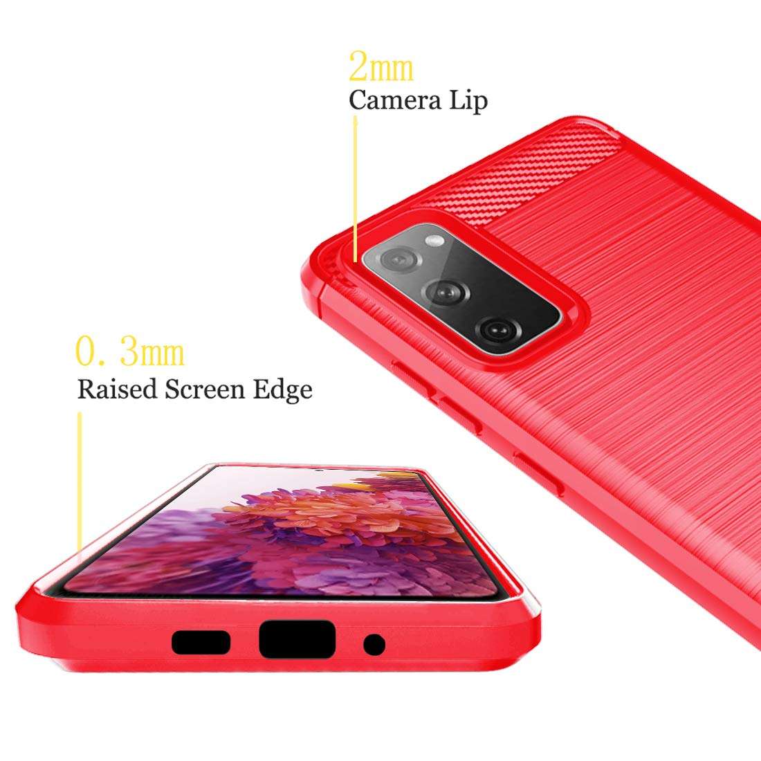 Dzxouui for Samsung S20 FE 5G Case, Samsung S20 FE Case, Samsung Galaxy S20 Fan Edition Case,Protective Phone Cover Shockproof Soft TPU Case for Samsung Galaxy S20 FE 5G / S20 Fan Edition(DL-Red) 4