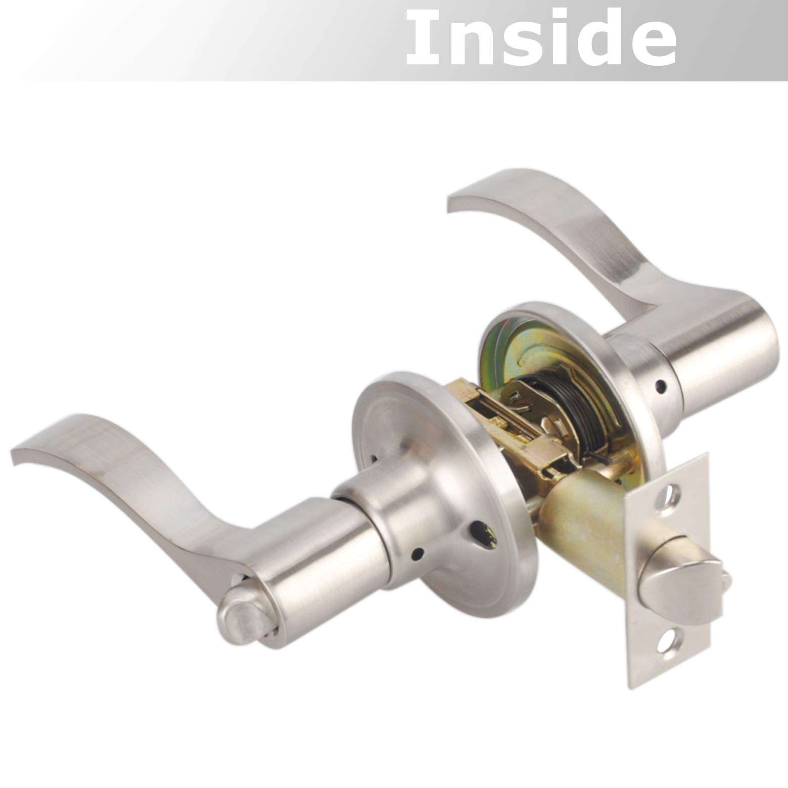 Wave Handle Single Cylinder Keyed Entry Door Lever Lock for Exterior Door with Lock and Key, Reversible for Right & Left Side (Entry- TL001, Satin Nickel) 3