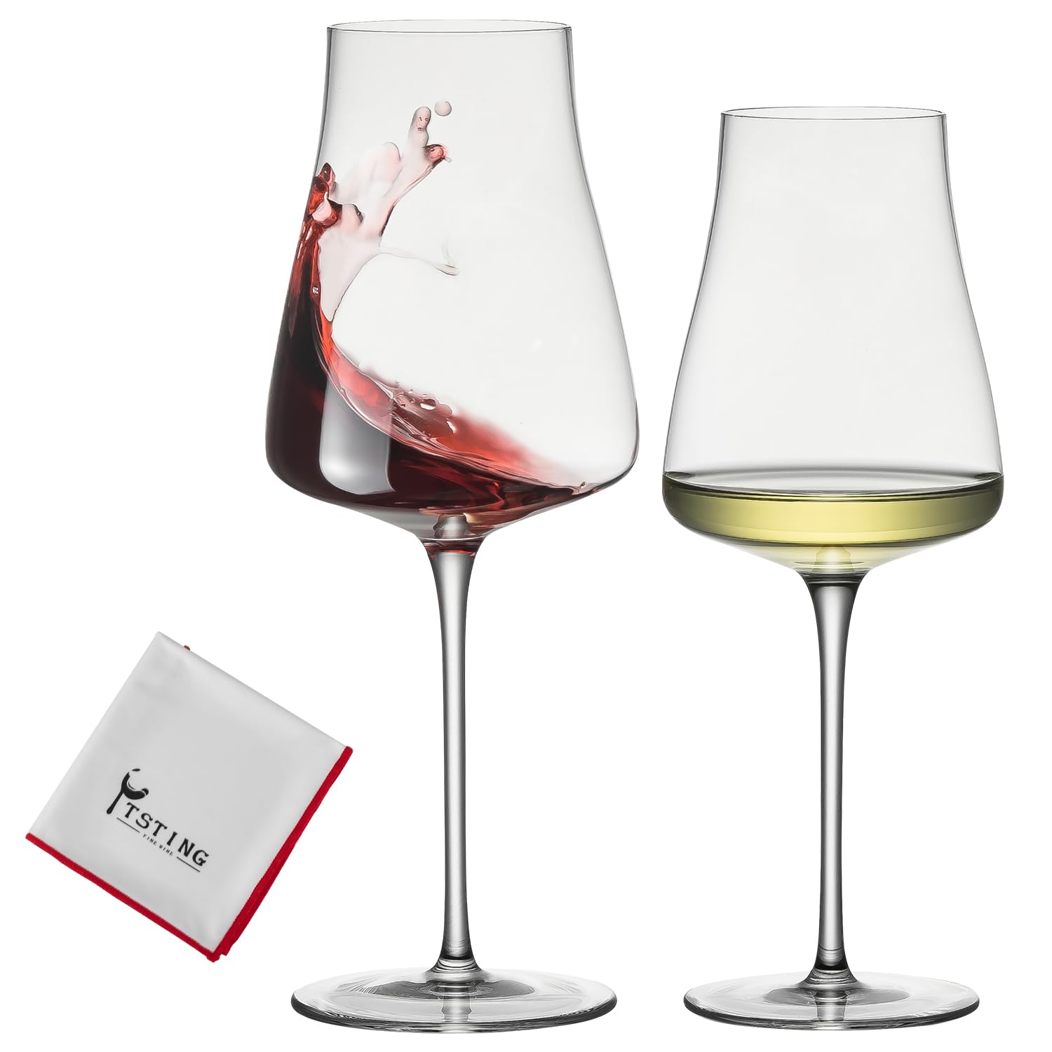 PTSTING Wine Glasses Set of 4 White Wine Glasses Handle Blown Red Wine Glasses Wine Tasting,Wedding,Anniversary,Christmas,Birthday