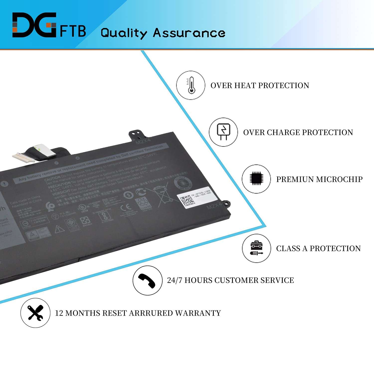 DGTEC J0PGR 4 Cell Laptop Battery for Dell Latitude 12 5285 5290 E5285 E5290 2 in 1 Series T17G T17G001 T17G002 X16TW FTH6F FTG78 1WND8 0J0PGR 0RDYCT RDYCT 0J0PGR JOPGR (7.6V 42Wh/5250mAh) 3