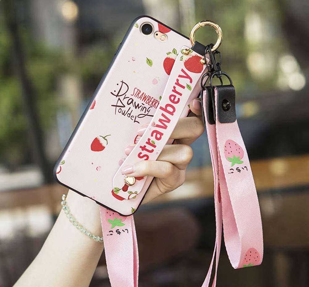 iPhone 8 Plus Case,iPhone 7 Plus Case,Apple 8Plus 7Plus for Girls/Women Wrist Strap Band Protector Protective Mobile Phone Cover Full-Body Bumper 3