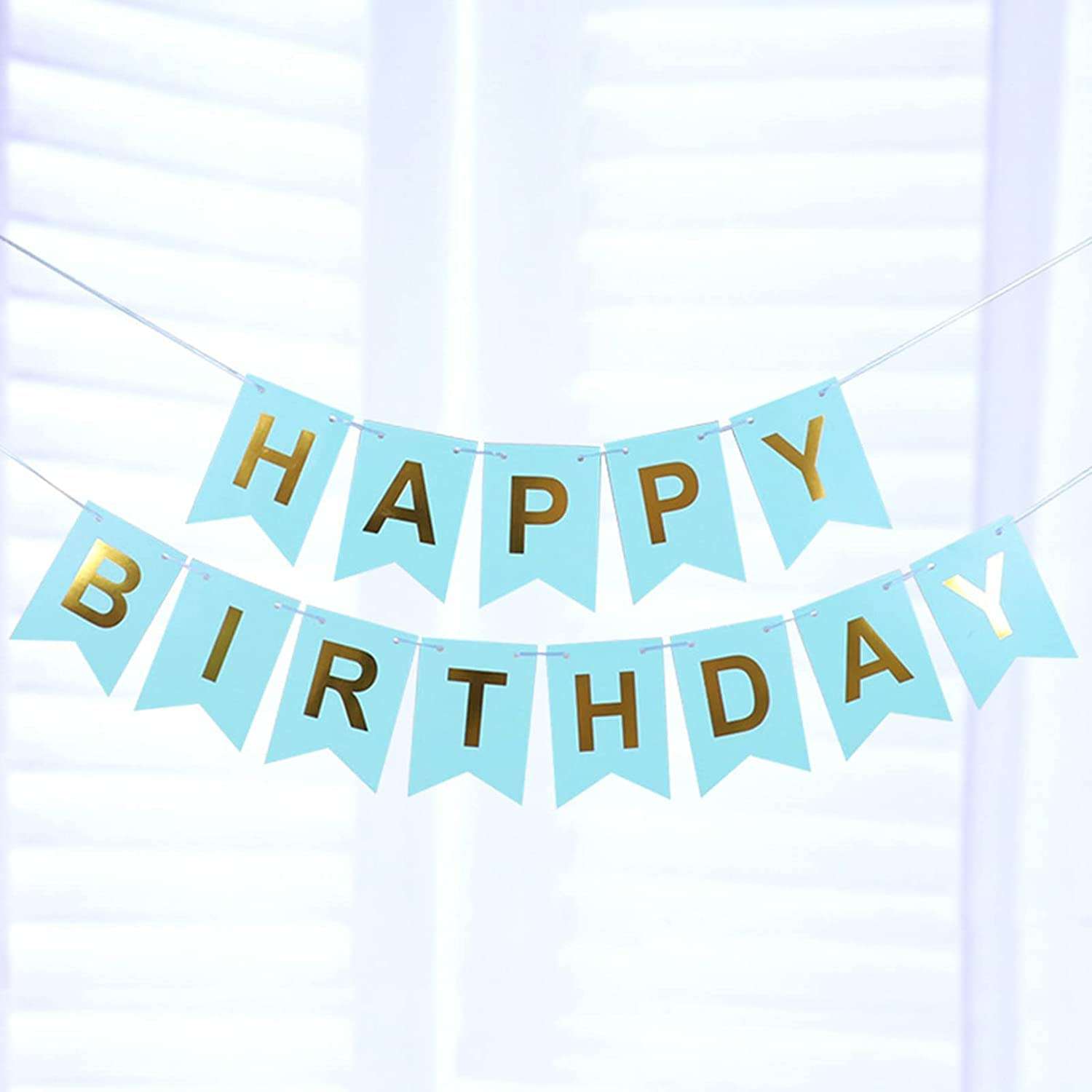 atorakushon Sky Blue and Golden Happy Birthday Paper Banner With 100Pc Sky Pastel Latex Balloons Decoration For Boys Girls Boyfriend Girlfriend Cuple Kids Birthday Celebrations Decorative Items Décor 6