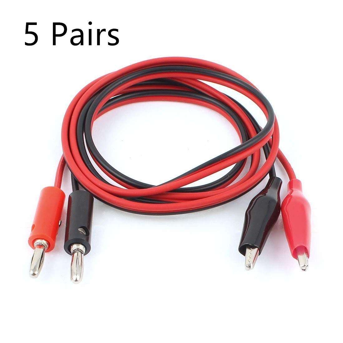 bnafes Power Supply Double Alligator Clip to Banana Connector Audio Video Test Cable 1M Length 5 Pairs 2