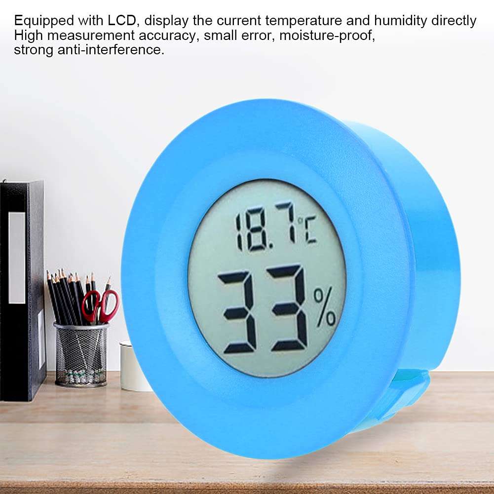 Mini Thermometer Hygrometer Humidity Digital LCD Humidity Monitor Meter Gauge Indoor Temperature Circular Embedded Digital LCD Display, -50~70 °C 10% - 99%(Blue) 3