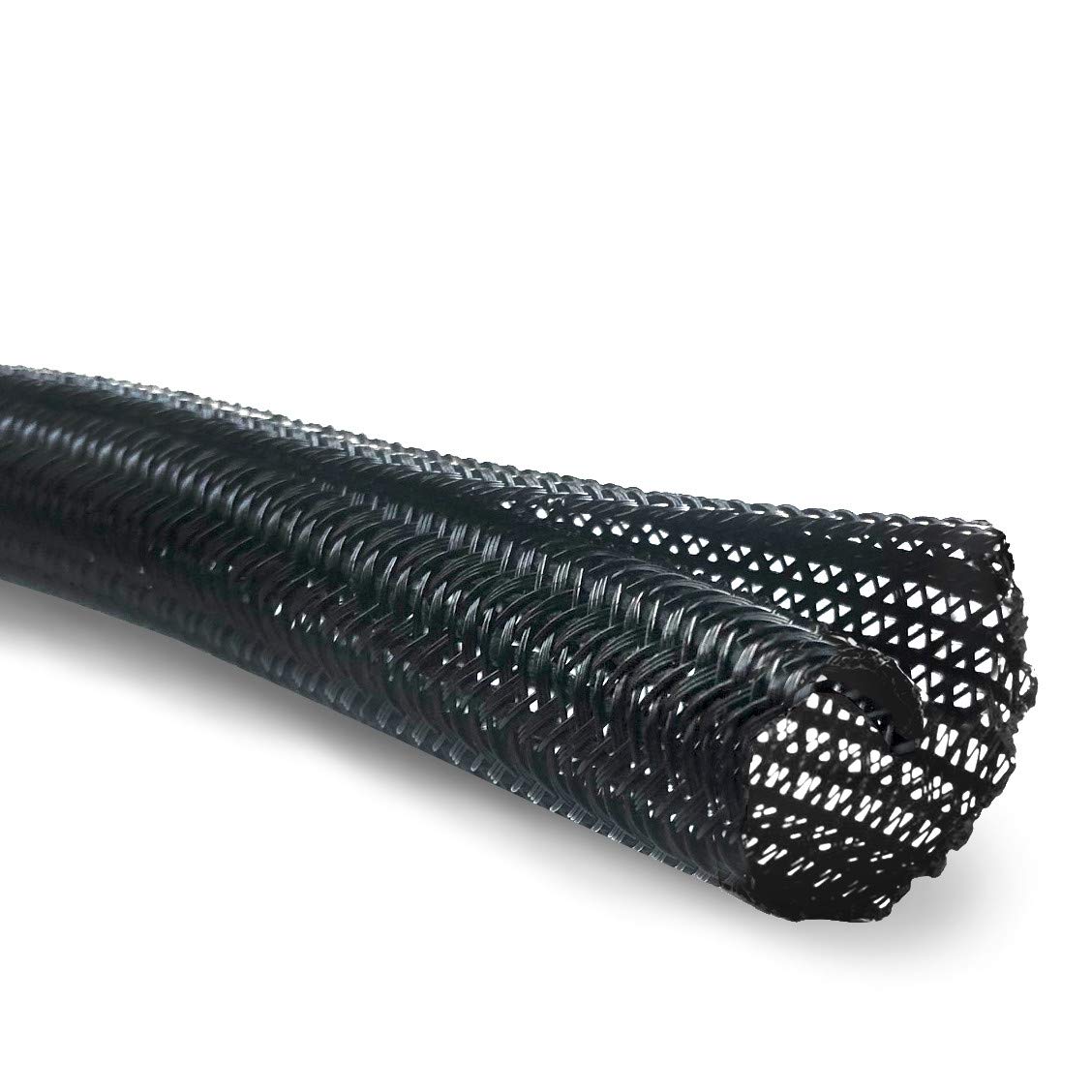 MGI SpeedWare Braided Split-Sleeve Wire Loom for High-Temperature Automotive Harness and Home Cable Management 10 feet (1")