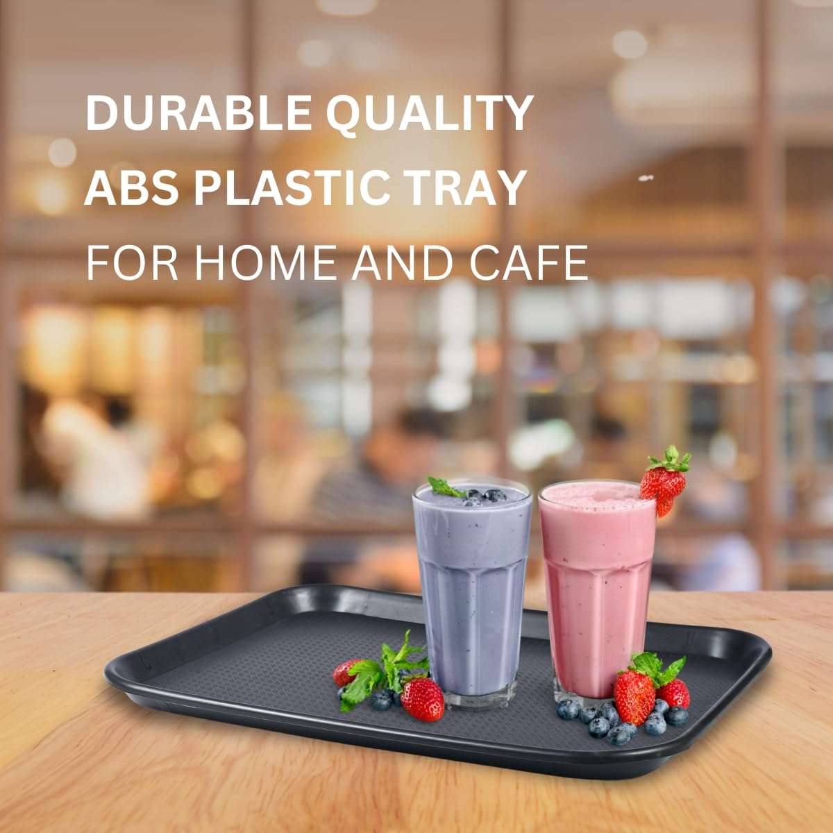 FP Plastic Serving Tray Set of 3, Black, 12x16, Multiuse for Home Kitchen, Restaurants, Cafeteria, Food Tray 4