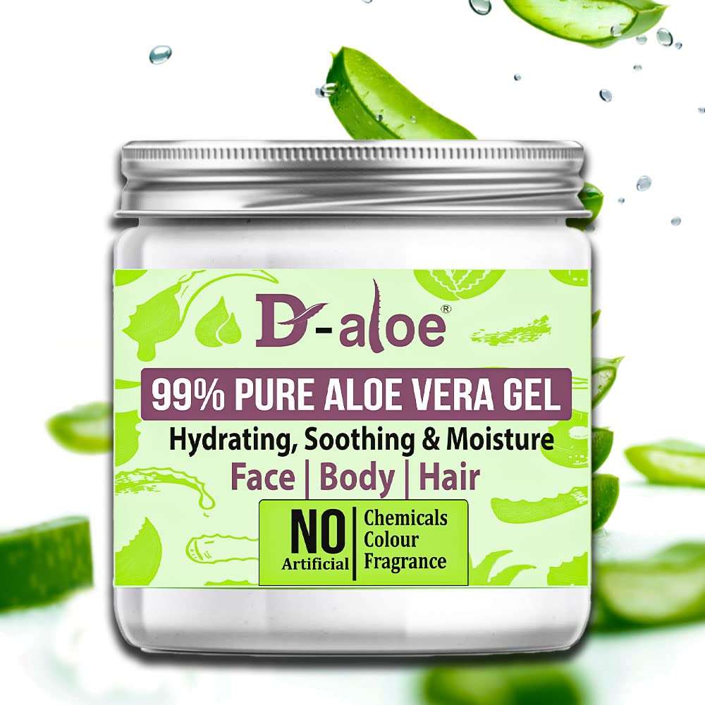 D-Aloe Natural Aloe Vera Gel 200gm (100% Organic, Grown in Own Farm) for Skin/Hair (99% Pure) Jar Packing 1