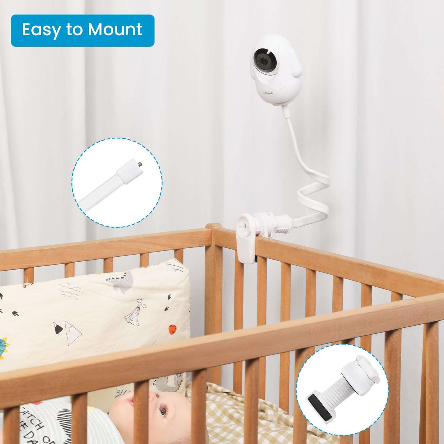ieGeek Baby Monitor Mount Bracket for Baby 1T/4/5 Baby Camera Holder Holder with a 1/4” Screw,with 21.6" Flexible Gooseneck Arm 6