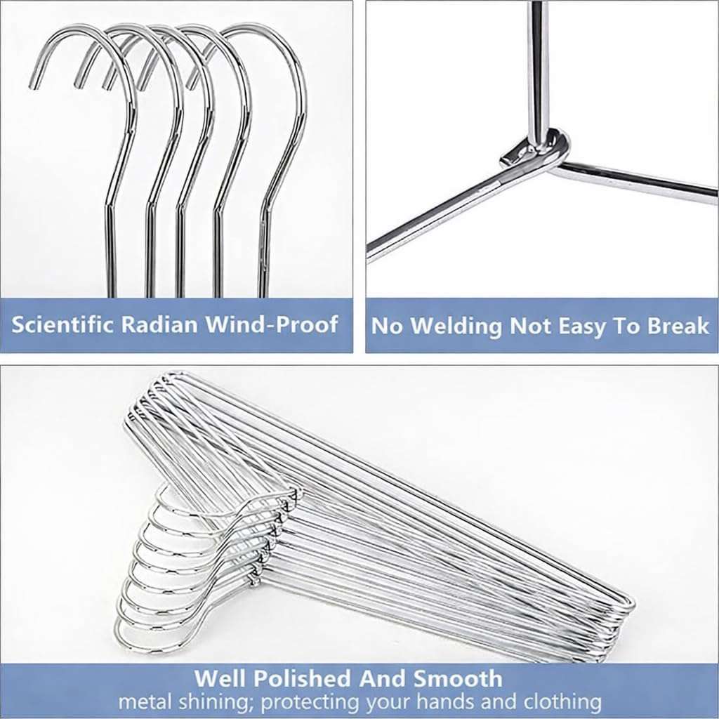 PulGos Pack of 24 Metal Clothes Hanger–Rust Free & Heavy Duty |Non-Slip Ultra-Thin Hangers for Wardrobe |Lightweight & Durable Design| Space-Saving Closet Organizer with Smooth Finish for All Garments 3