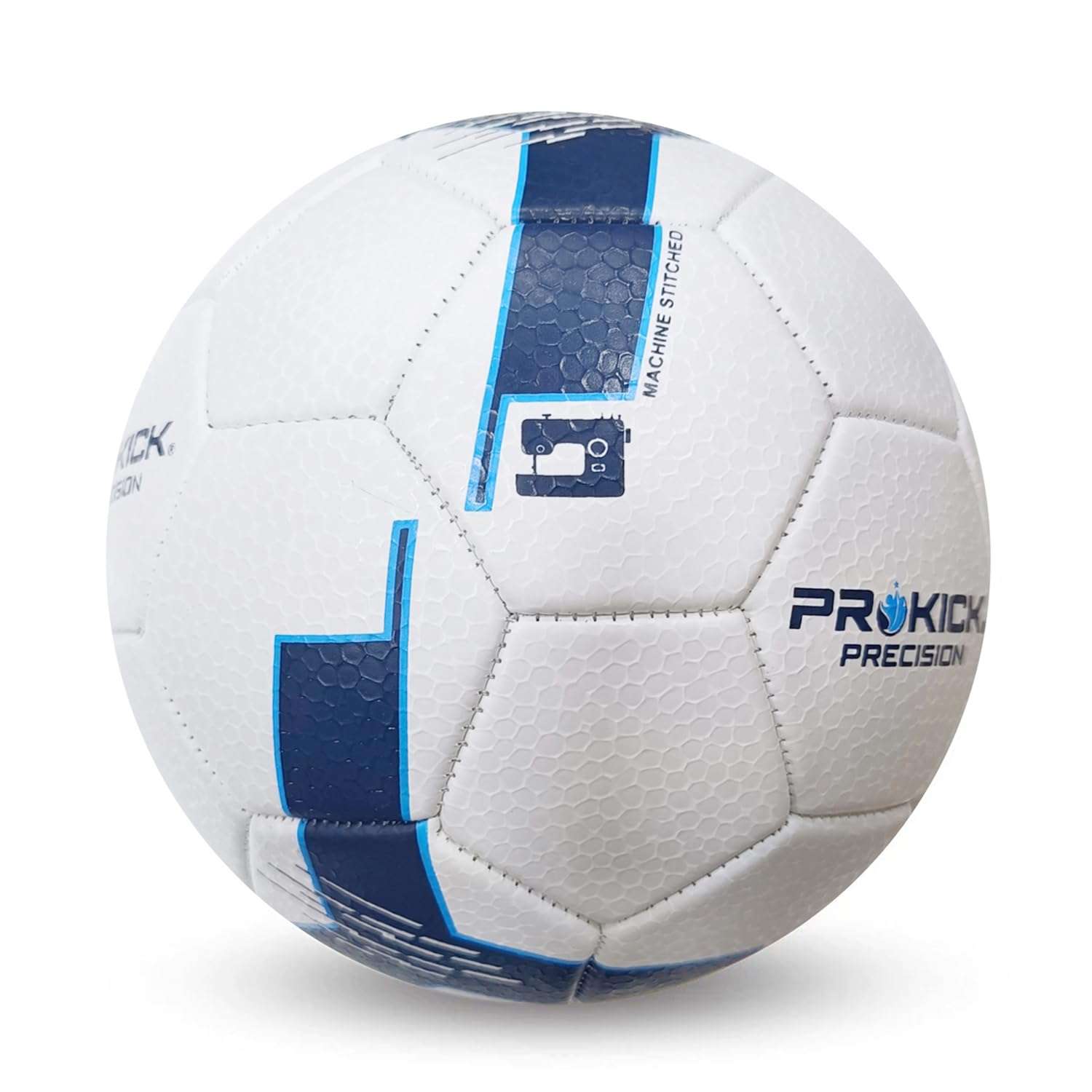 Prokick Precision Machine Stitched 32 Panel Football, Size 3 (White/Blue) 5