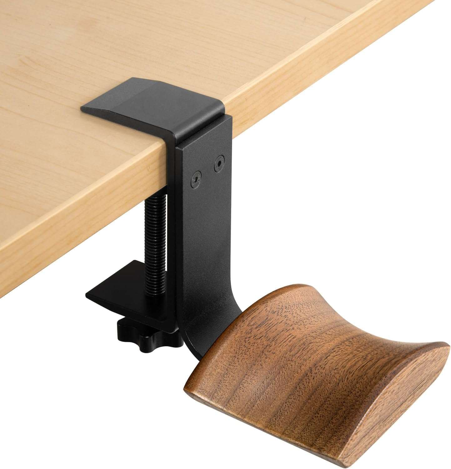 Jcurycke Headphone Holder with 6cm Wide Walnut Headrest,Adjustable Clamp-on Headset Stand Desk Headset Holder for Over Ear and Gaming 1