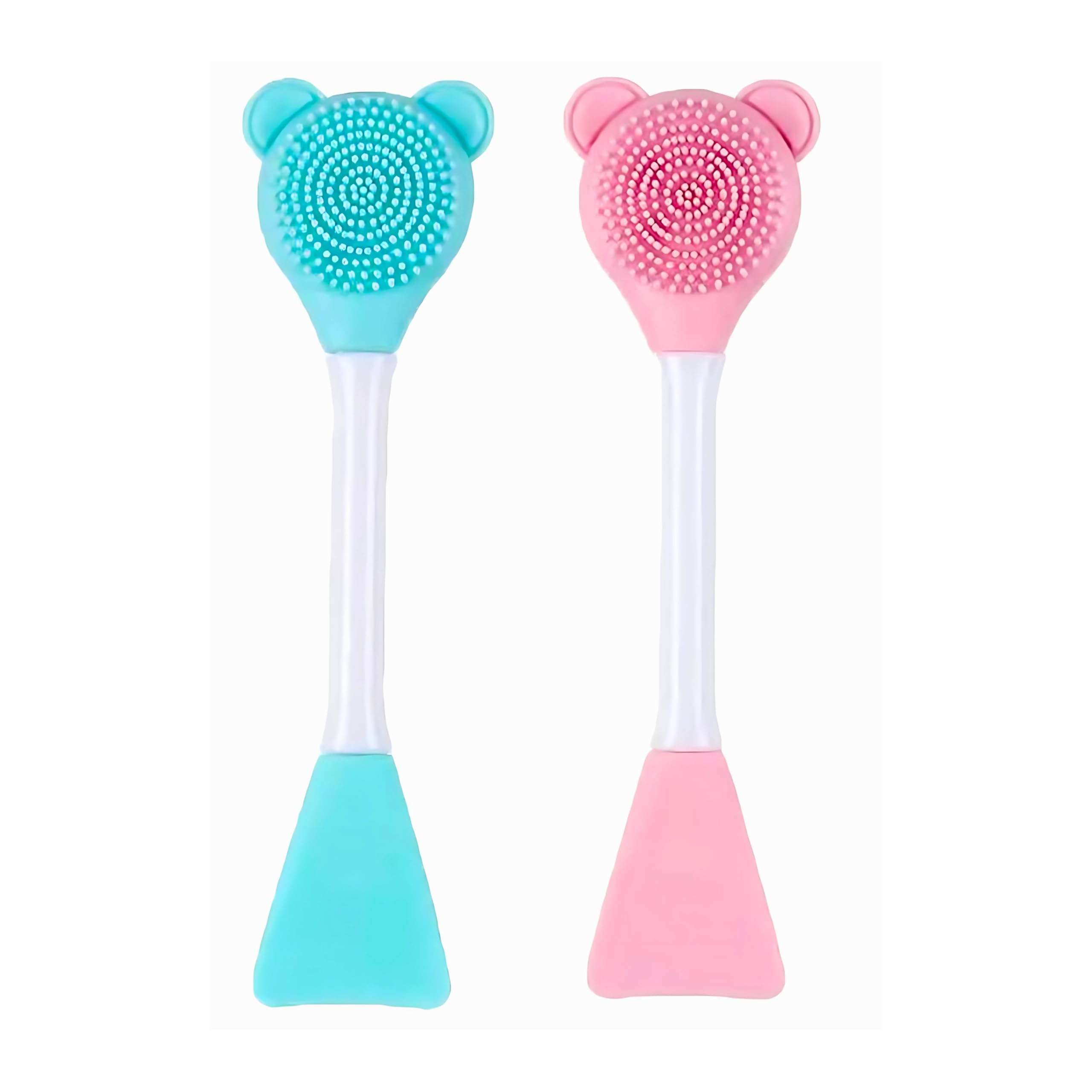[Ear Lobe & Accessories] Kitty Silicone Face Mask Applicator | Facial Mask Brushes for Mud, Clay, Charcoal Mixed Mask, Soft Makeup Beauty Brush for Apply Cream - 2 Pcs (Color may Vary) 1