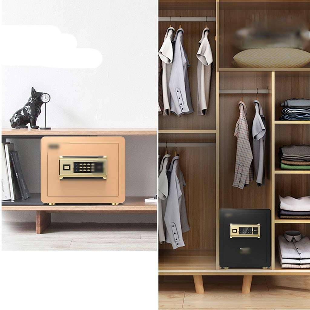 Steel Safe Digital Security Fingerprint Biometric Wall Safe Lock Box Cash Strongbox Wall-in with Number Keys Emergency Lock Safe, Glamour Black strongbox 6