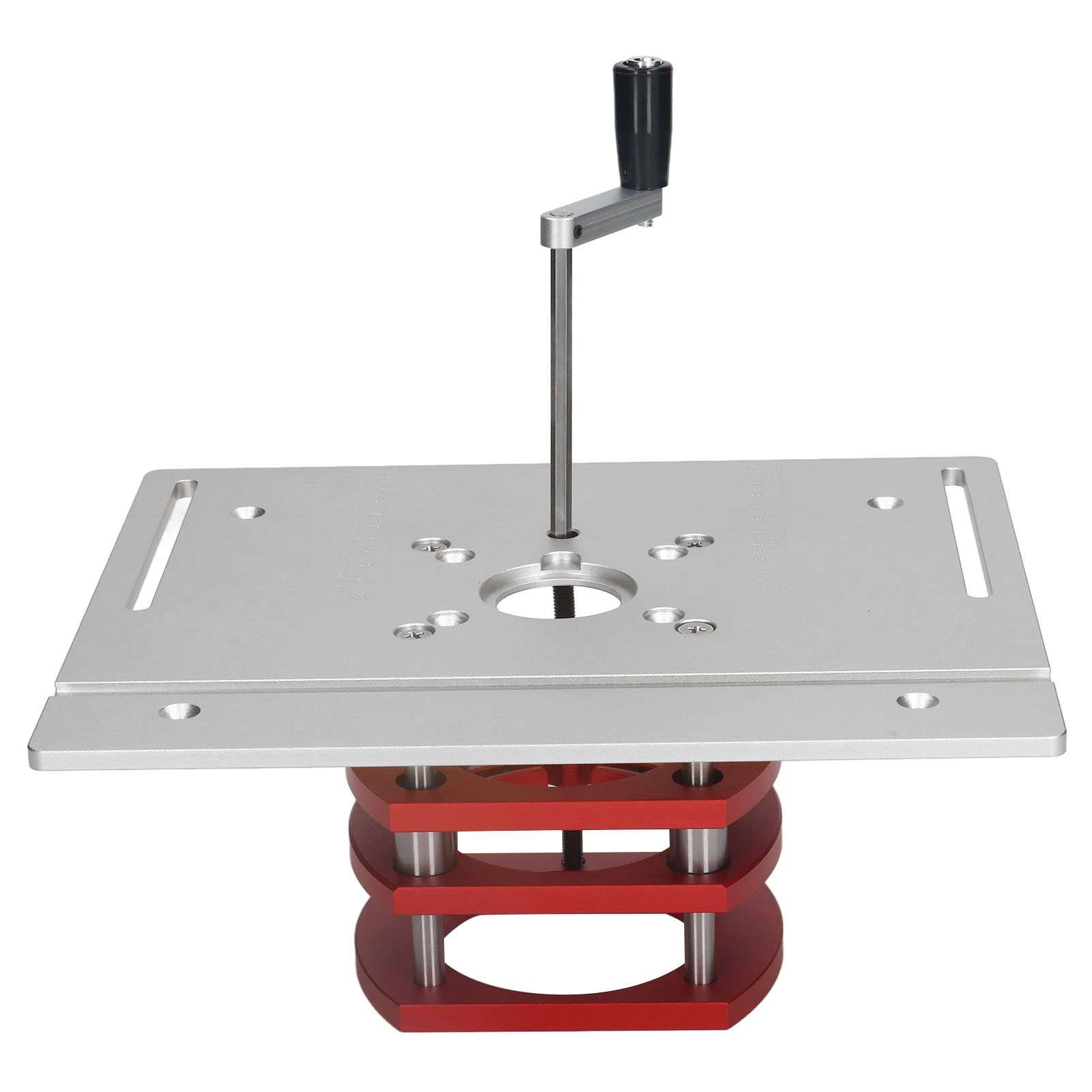 Router Lift, Manual Lifting Router Lift System Kit Router Table Saw Insert Base Plate for Trimming Machines with Motor Diameter Between 64~66mm / 2.52~2.6in (Sliver)
