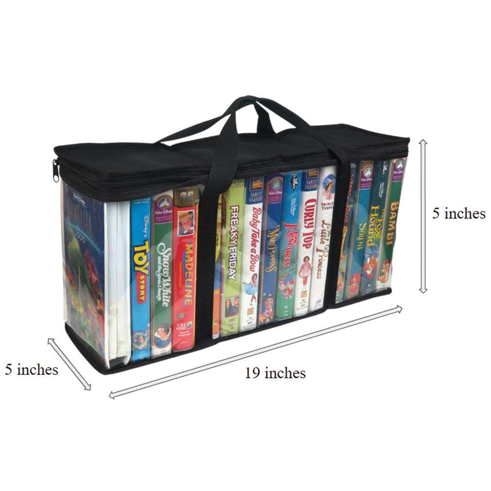 Evelots 4 Pack VHS Storage Bag-Movie Organizer-Video Tape-Handles-Hold 60-No Dust 6