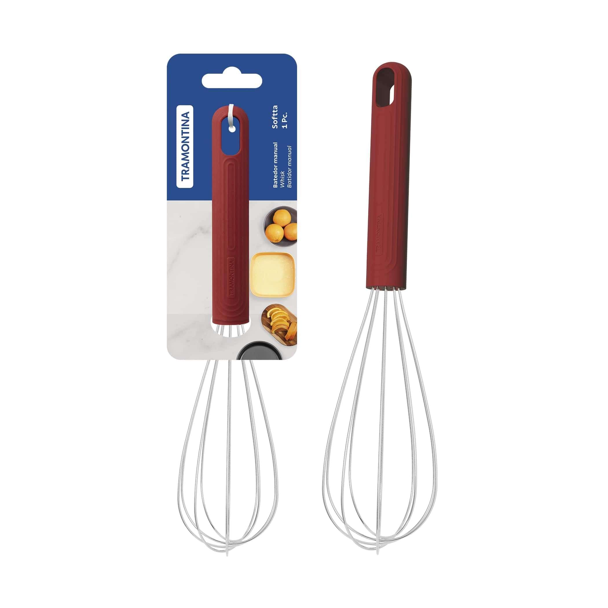 Tramontina Softta Whisk – Heat-Resistant to 210°C – Stainless Steel Wire Whisk with Non-Slip Red Rubber Grip – Perfect for Sauces, Custards, Eggs, and Blending Hot Ingredients 1