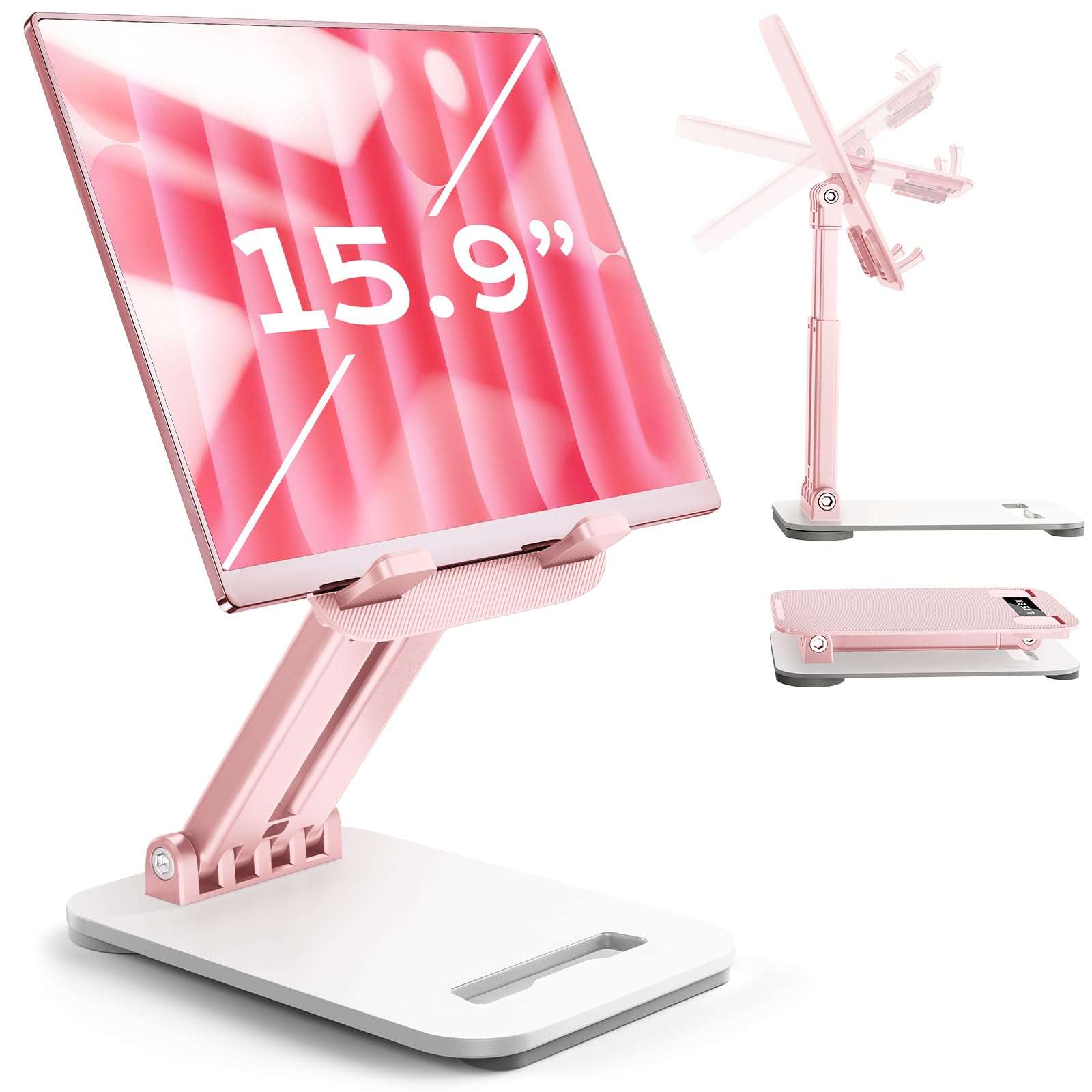 LISEN Pink Desk Accessories for iPad Office Supplies Desk Decor for Women Gifts, for Him Tablet Stand Vanity Accessories Video Face Time Free Hands for ipad Switch 1