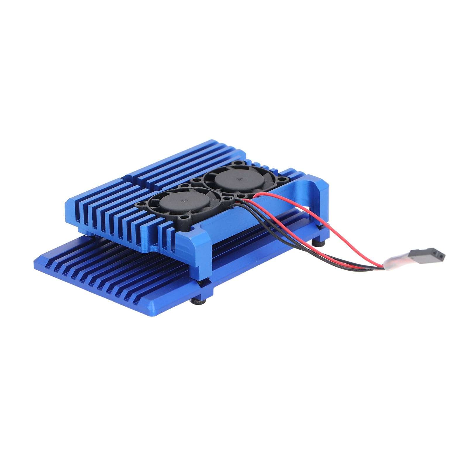 4B Cooling Fan Metal Shell Aluminum Alloy Case with Heatsink Cooling Fan for Pi4 Motherboard (Blue) 3