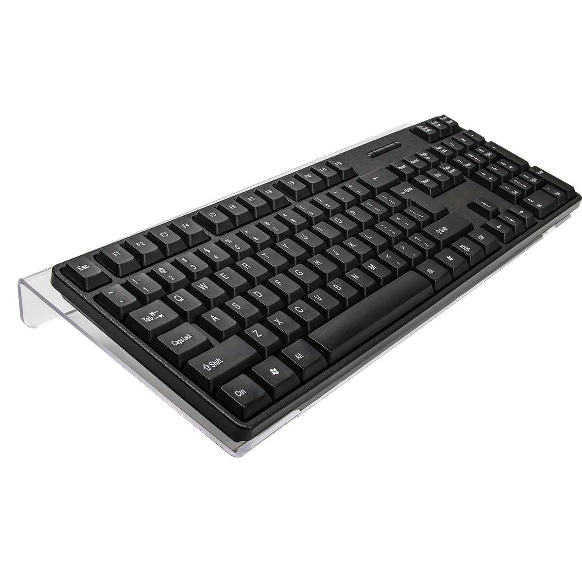 WIWAPLEX Computer Tilted Keyboard Holder, Clear Acrylic Premium Stand-PC Keyboard Stand, Universal Elevated Stand for Easy Ergonomic Typing, Computer Gaming and Working at Home and Office 2