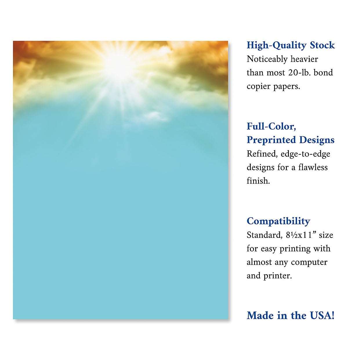 Current Sunrise Easter Decorative Letter Paper - Religious Stationery Papers, Printable Confirmation, Communion, Baptism, Wedding, & Easter Cards, Christian Letterhead Sheets, Set of 25, 8 1/2" x 11" 4