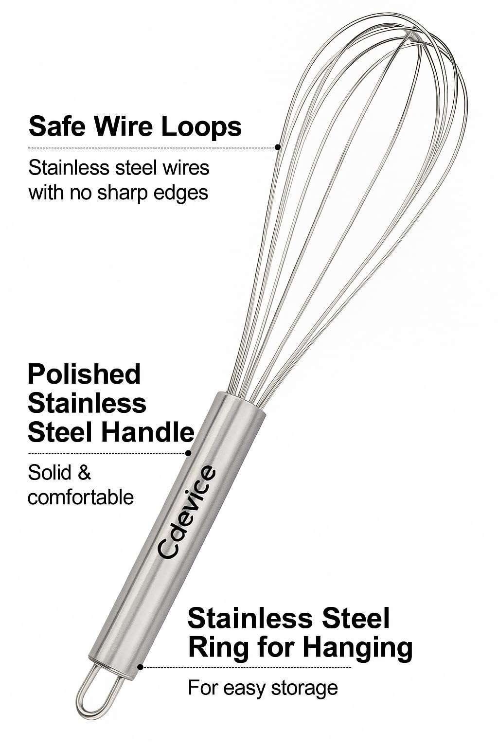 Whisks for Cooking, 3 Pack Stainless Steel Whisk for Blending, Whisking, Beating and Stirring, Enhanced Version Balloon Wire Whisk Set, 8"+10"+12" Wire Whisker, Egg Beater, 3