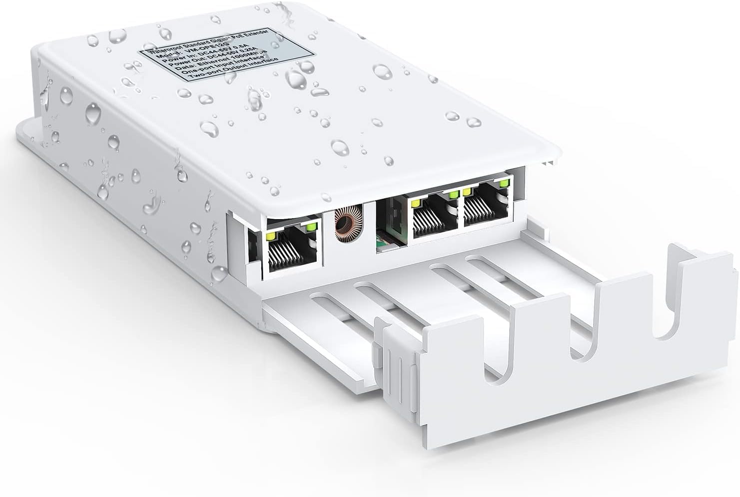 VIMIN 2-Port Outdoor PoE Gigabit Extender, 1 in 2 Out PoE Repeater with 1000Mbps, IEEE802.3af/at Compatible, IP65 Waterproof, Extend Additional 100m(328ft) of Power and Data Transmission, Plug & Play