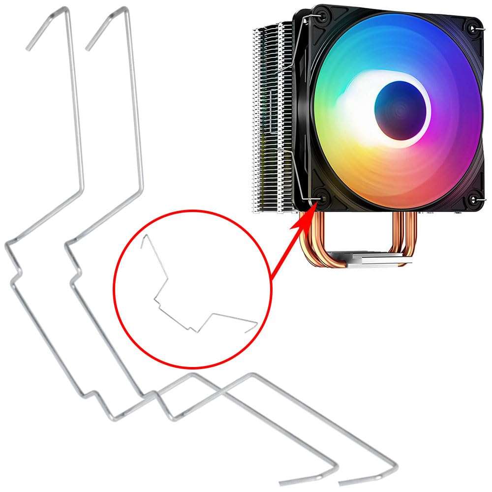 JJHXSM 4PCS Silver Stainless Steel CPU Cooler Fan Fixing Hook Computer Cooling Accessories 12cm/4.72inch Snap Fastener 5