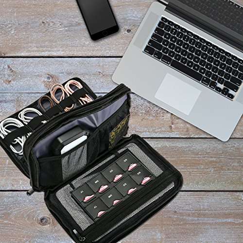 ProCase Travel Gadget Organizer Bag, Portable Tech Gear Electronics Accessories Storage Carrying Pouch for Cords USB Cables SD Cards MP3 Player Hard Drive Power Bank -Black 4