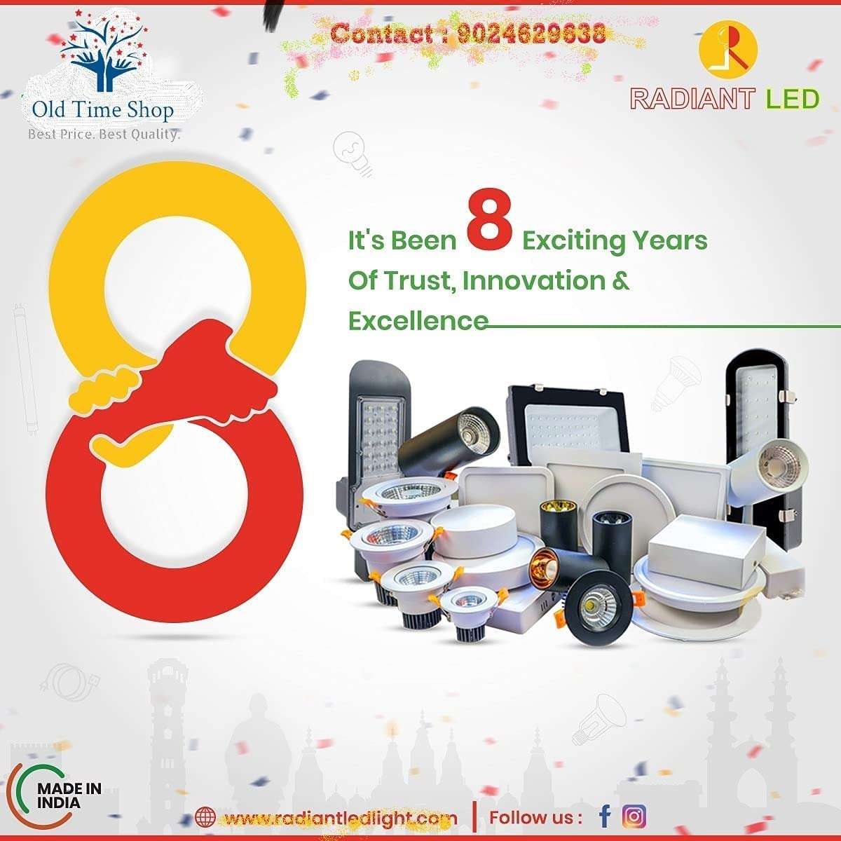 RADIANT LED Cabinet Light, Cupboard Light, Striker Light (2 Watt) Warm White Color, Magnetic Elegant Cover, Surface Mounted (Pack of 1 Recessed Ceiling Lamp )(Metal) 6