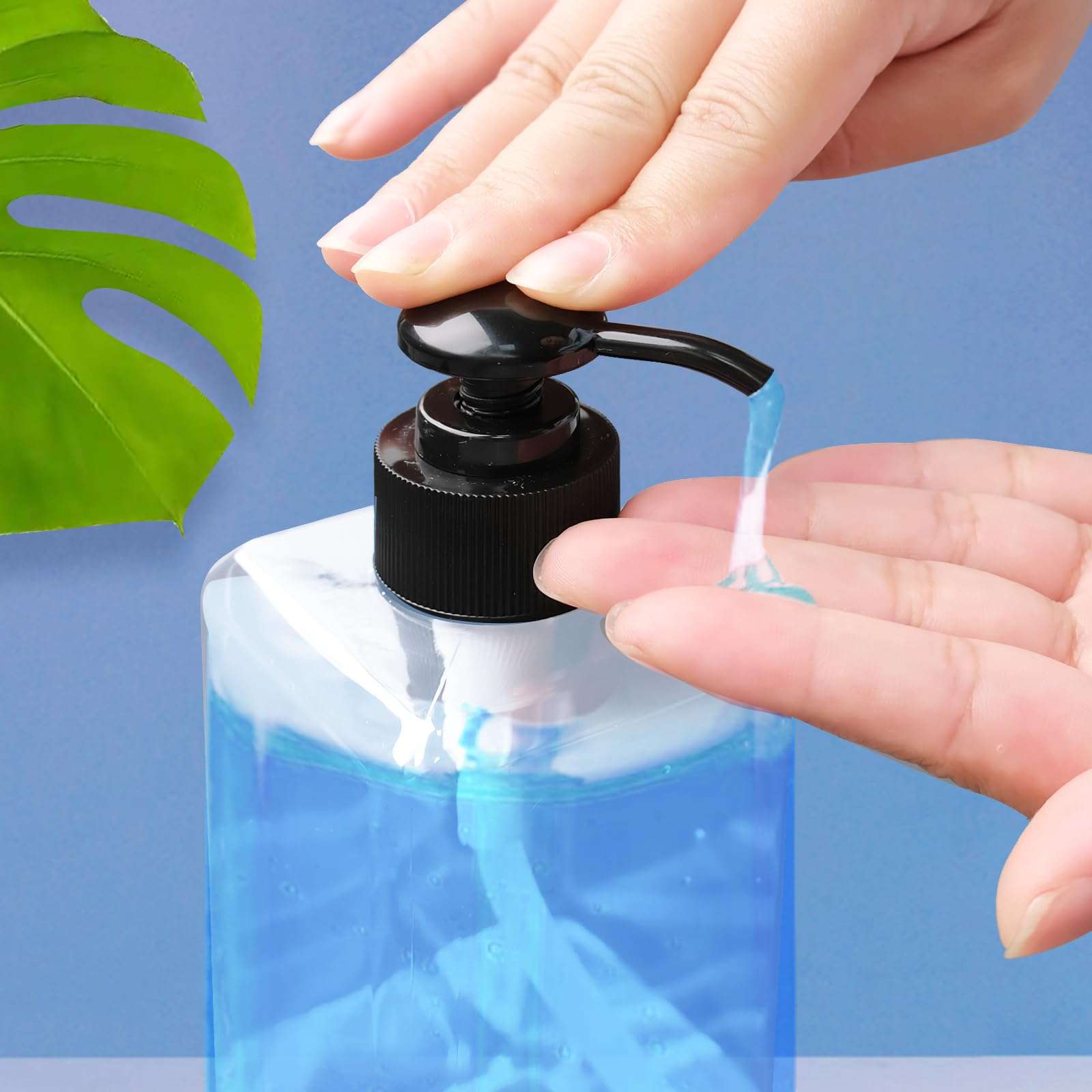 TANEMUDO 35 Pcs 16 oz Empty Plastic Pump Bottles Black Pumps with 3 Labels Refillable Lotion Shampoo Containers Clear Square Lotion Dispenser for Liquid Soap, Massage Oil, and Face Cream 5