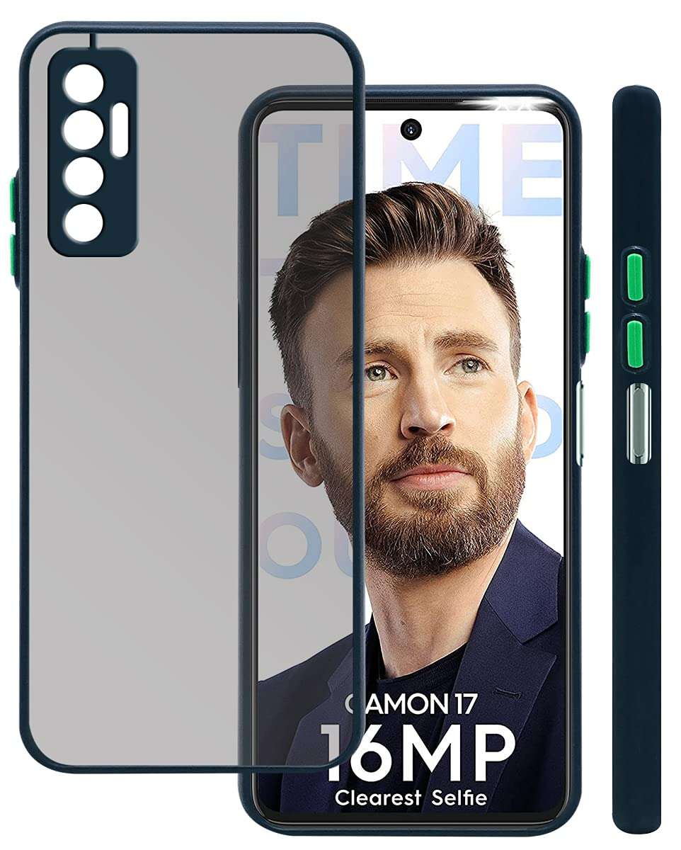 Jkobi Back Cover Case For Tecno Camon 17 (Camera Protection | Smoke Translucent | Thermoplastic | Blue) 6