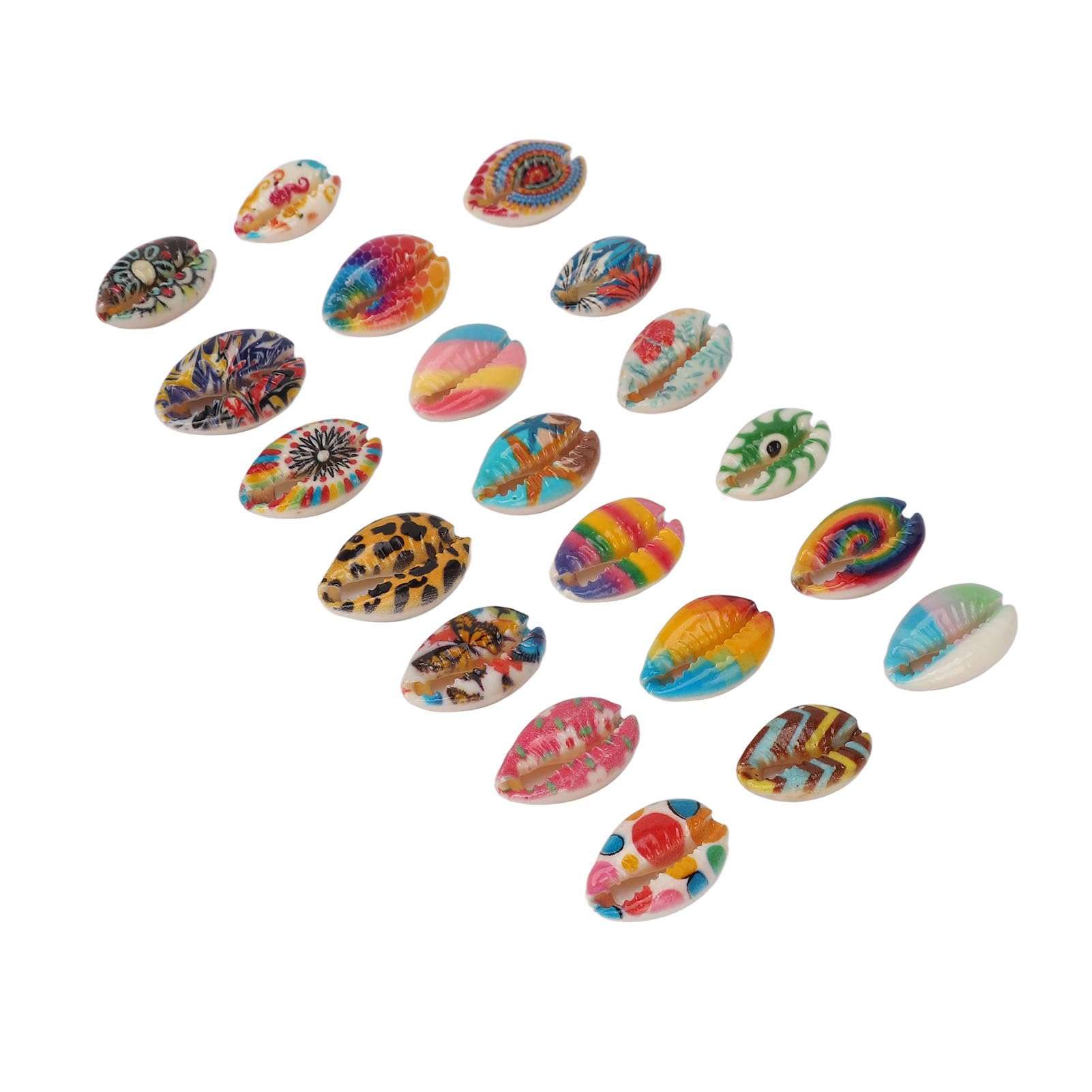 20pcs Hair Shell Pendants Floral Print Shell Hair Braid Rings Jewelry for Braids Dreadlock 5