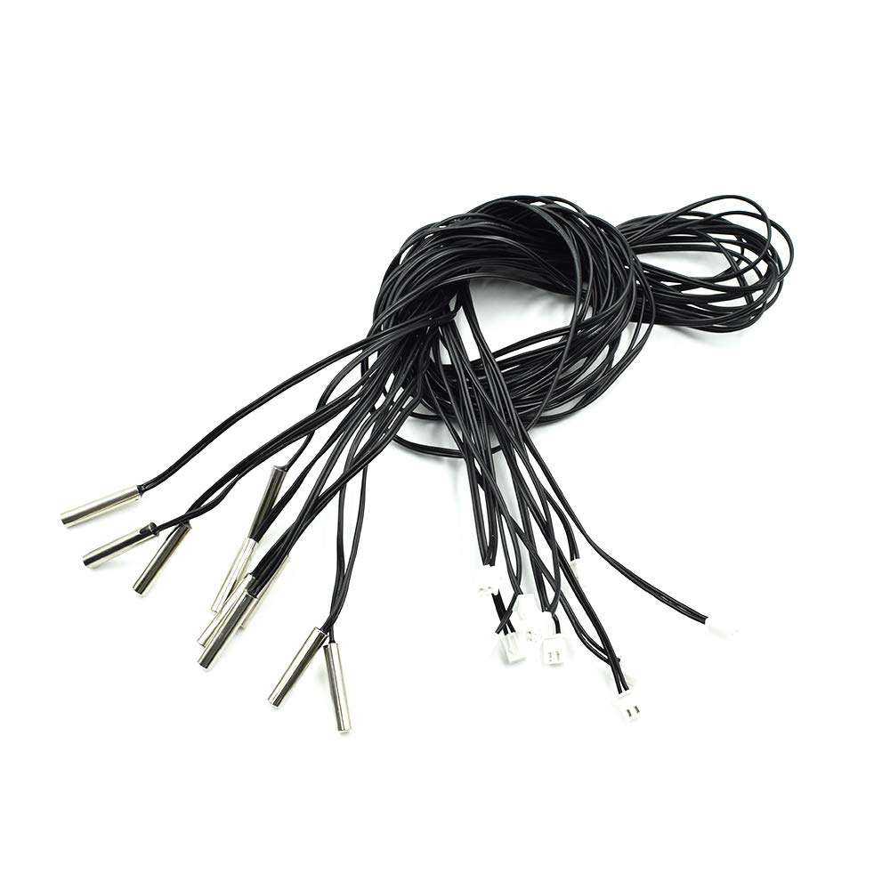 TUOREN 3Ft Sensitive Stainless Steel NTC Thermistor Probe -25°c to 125°c Temp Sensor 10Pcs 1