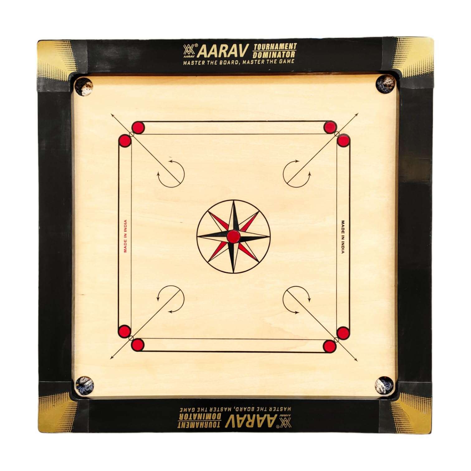 AARAV Champion Carrom Board for Adults 36 inch Full Size with 3 inch Border and 6mm ply, Smooth and Glossy Surface, Comes with Wooden Coins, Striker and Boric Powder, Quality Assured
