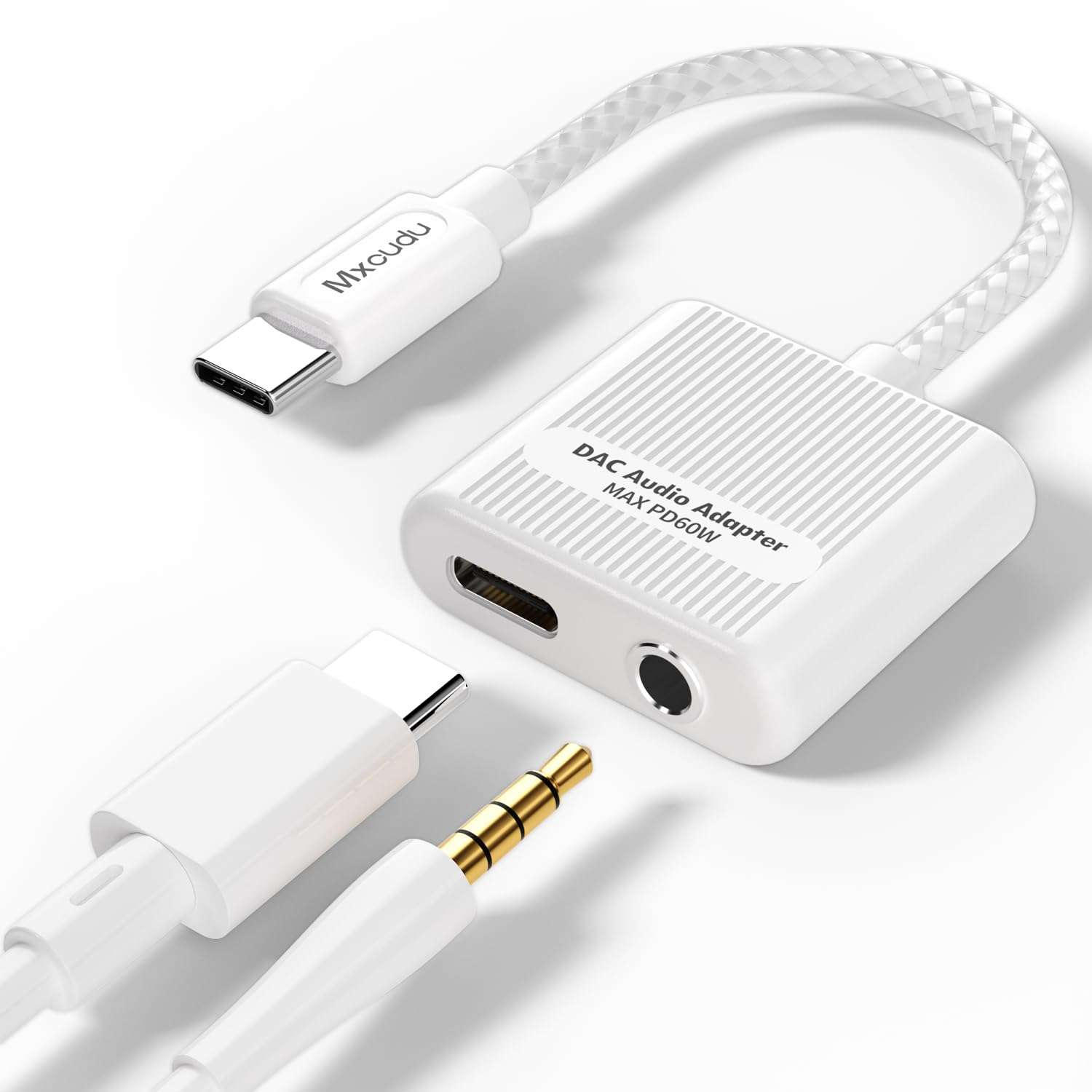 Mxcudu USB C to 3.5mm Headphone and Charger Adapter, 2 in 1 USB C to 3.5mm Aux Audio Jack with PD 60W Fast Charging Dongle Compatible with iPhone 15/15 Pro Max, Galaxy S24/S23/S22, Google Pixel 8/7/6 1
