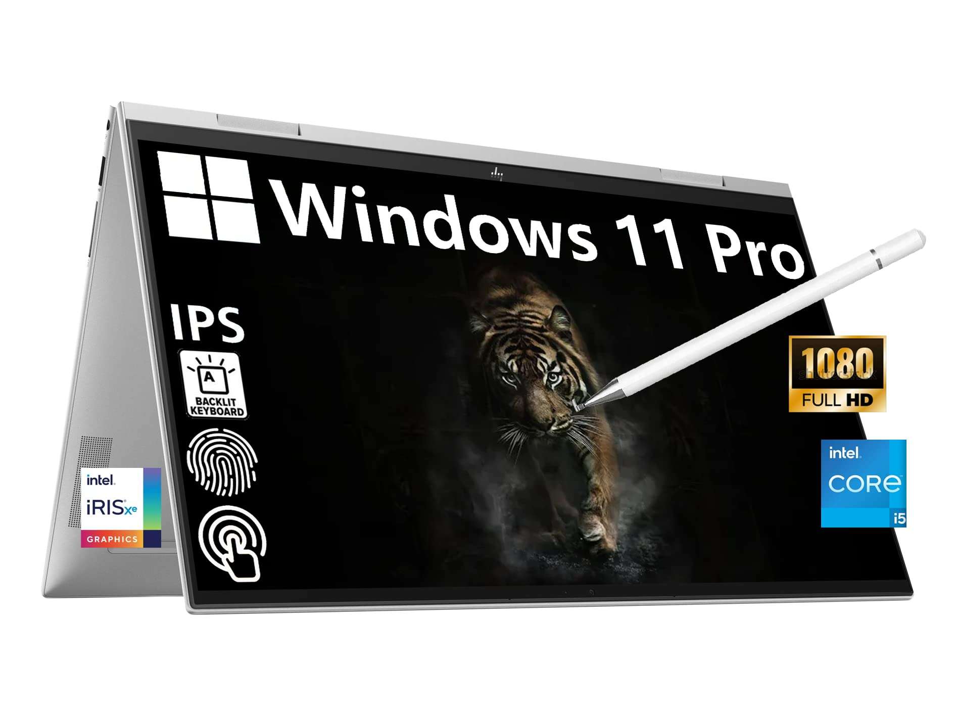 HP [Windows 11 Pro] Envy x360 2-in-1 Convertible Business Laptop, 15.6 FHD IPS Touchscreen, Intel Core i5-1135G7, 512GB SSD, 16GB RAM, Fingerprint, Backlit Keyboard, Durlyfish Stylus Pen
