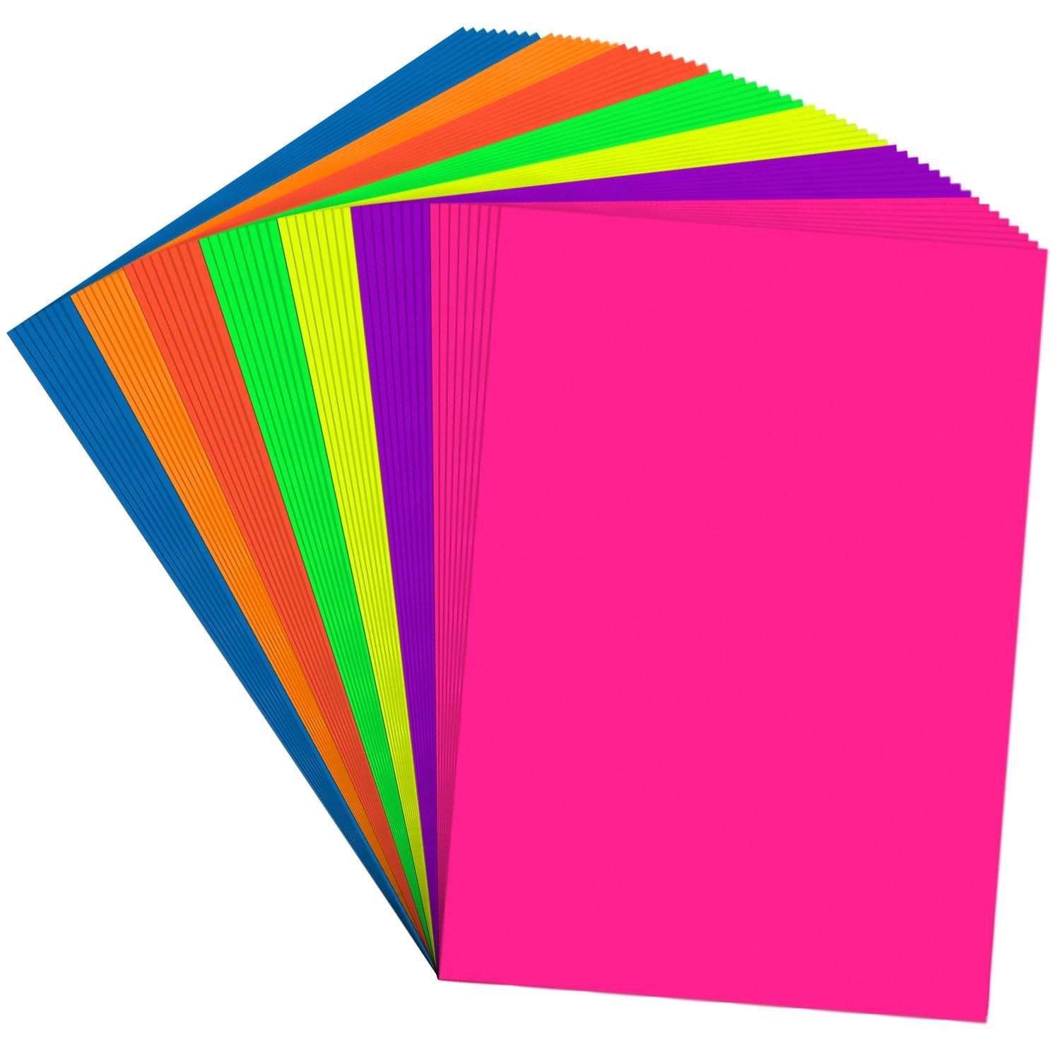 Poster Board 11 x 14 Inches,56 Sheets Neon Paper 7 Color Fluorescent Paper Bright Cardstock 250 GSM/90 lb Heavyweight Projects School Science Fair Event Displays and Business Presentations