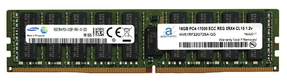 Adamanta 16GB (1x16GB) Server Memory Upgrade Compatible for Dell Poweredge, Dell Precision & HP Proliant Servers DDR4 2133MHz PC4-17000 ECC Registered Chip 2Rx4 CL15 1.2V P/N: SNP1R8CRC/16G DRAM RAM 1