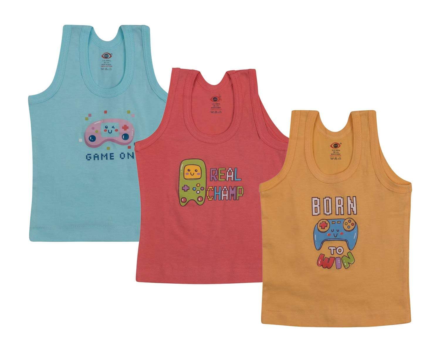 Baby boy summer wear pure cotton collection baniyans inner wear for boys combo (18-24 Months, Green)