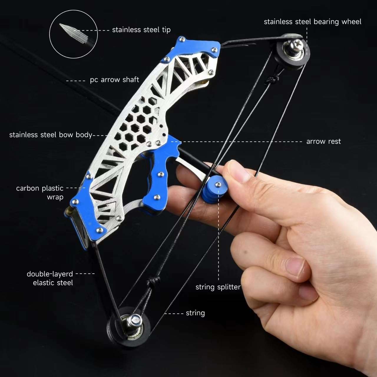 Composite Bow Archery Set with Stainless Steel Bow and Blue Highlights: Tailored for Outdoor Activities and Competitive Events 4