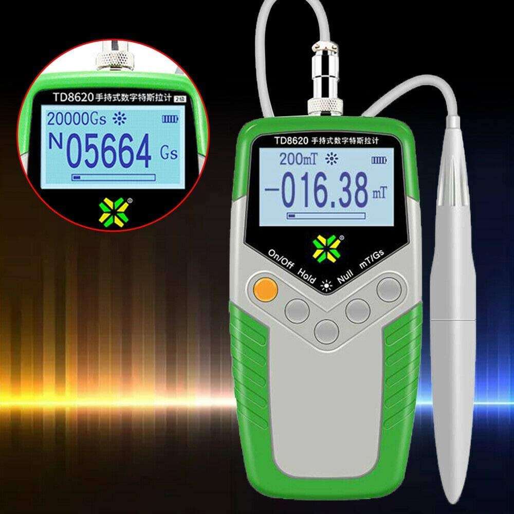 TD8620 Digital Gauss Meter Handheld Digital Tester Meter mT/Gs Magnetic Flux Met High Precision Gaussmeter Fluxmeter Surface Magnetic Field Tester with Probe 0-2400mT 5