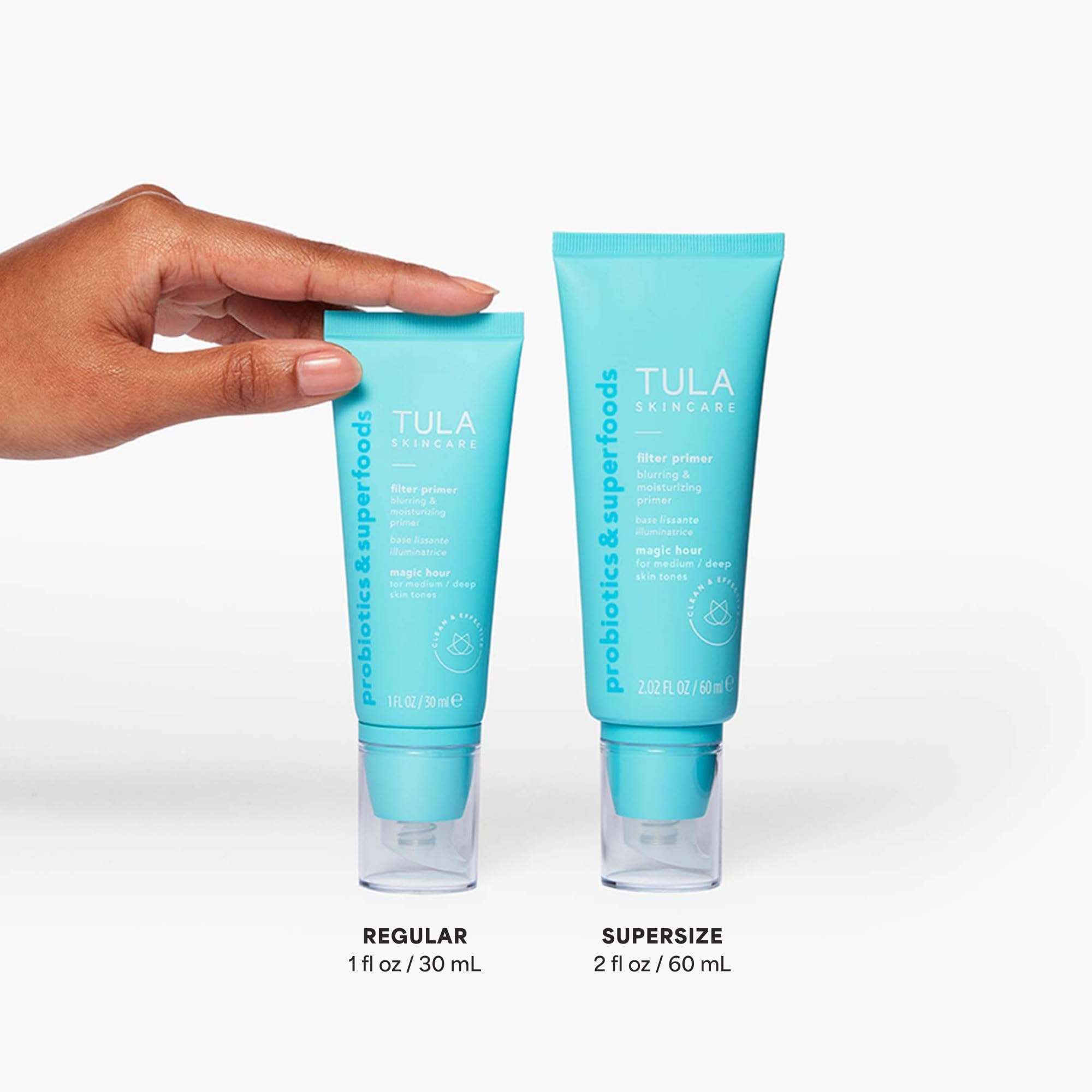 TULA Skin Care Face Filter Blurring and Moisturizing Primer - Supersize Magic Hour, Evens the Appearance of Skin Tone & Redness, Hydrates & Improves Makeup Wear, 2.02fl oz 4