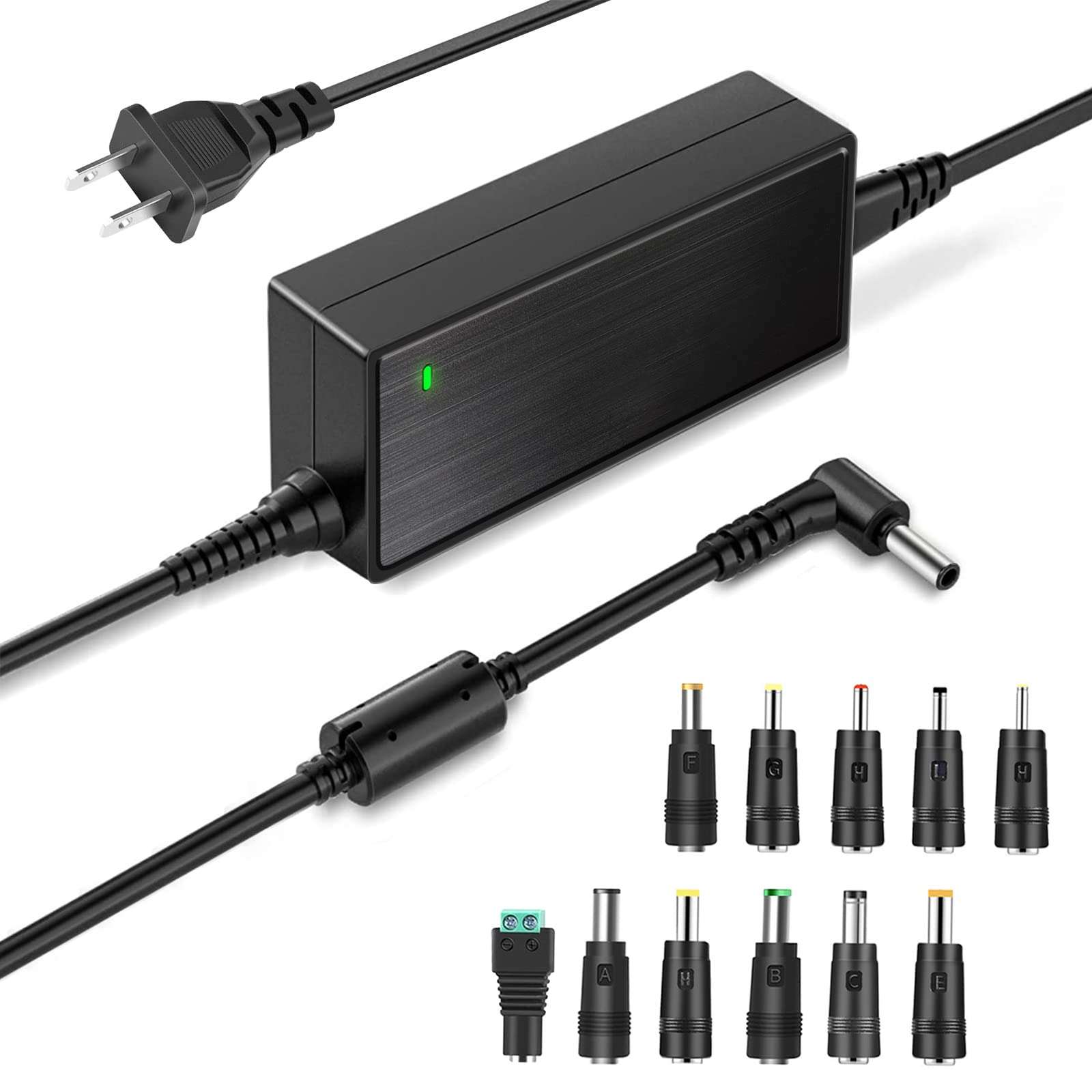 24V 2.5A Power Supply Adapter,100~240V AC to DC 24 Volt 2.5A 2.0A 1.5A 1A 0.5A Converter with 11 Tips for LED Light bar, Speaker System, Sound bar, Humidifier, 3D Printer, LCD Display and More 1